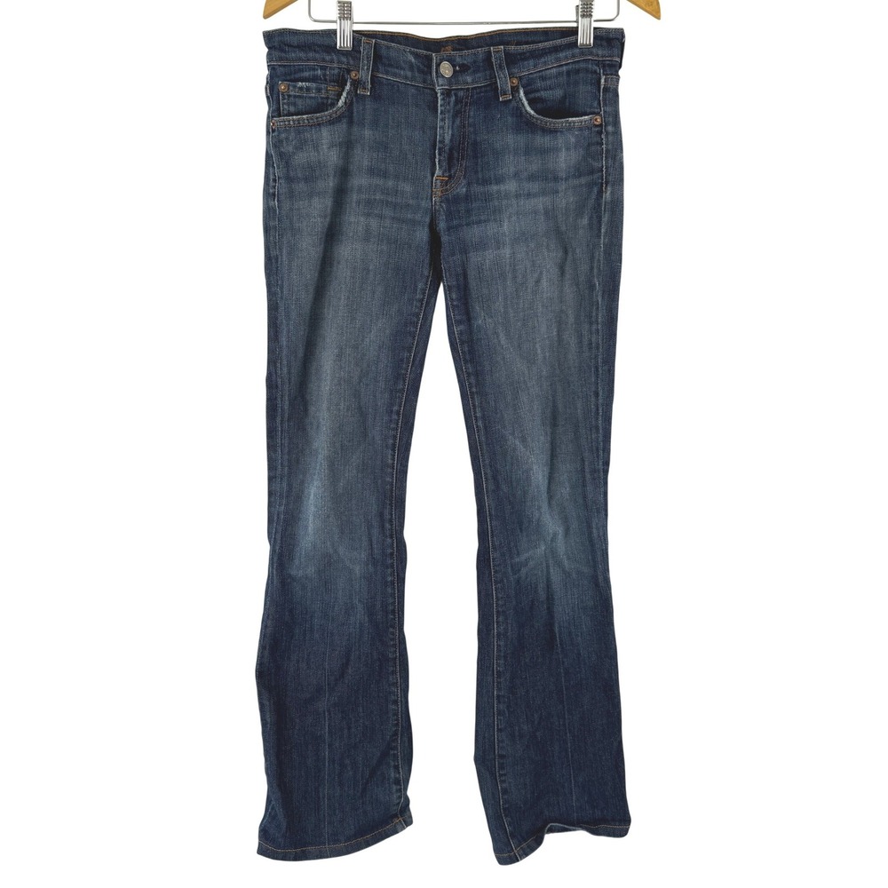 7 For All Mankind Flare Jeans Dark Wash Blue Denim Size 28 Made in USA